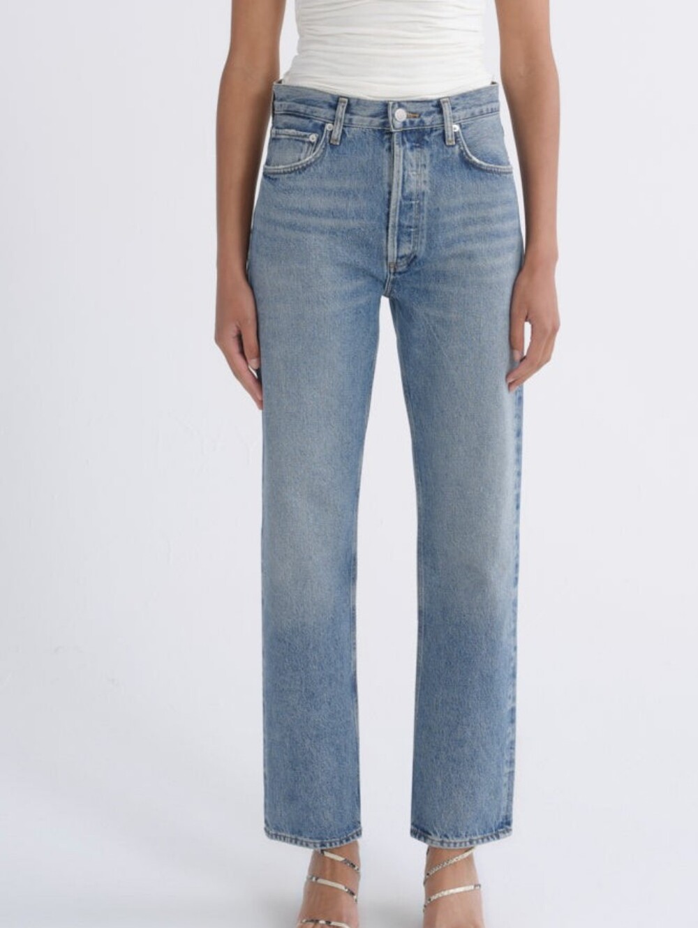 Agolde 90's Pinch Waist High Rise Straight, Size 25 light Wash denim